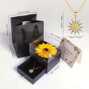 Sunflower Pendant Necklace with Gold Chain